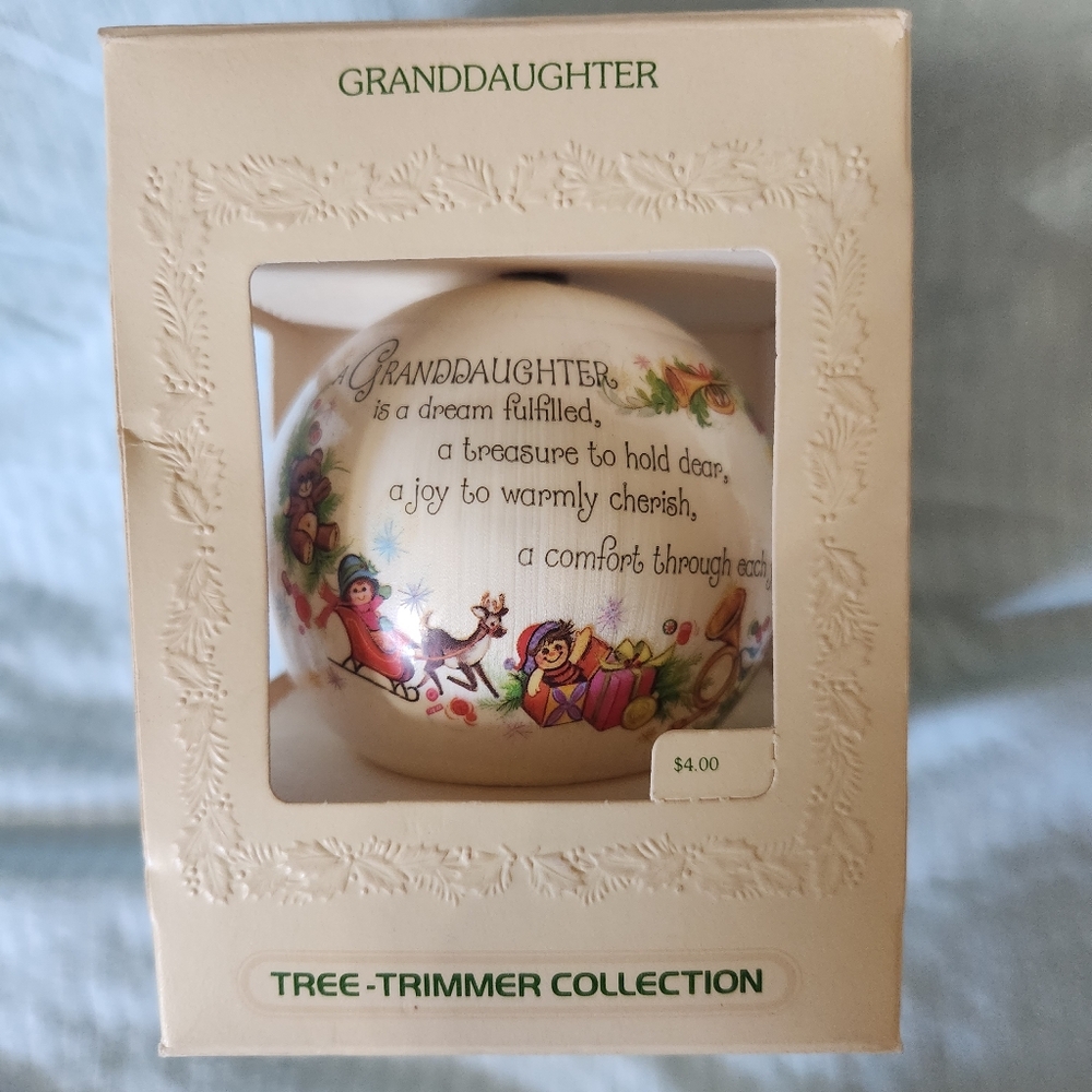 Hallmark 1980 Granddaughter Unbreakable Satin Ornament